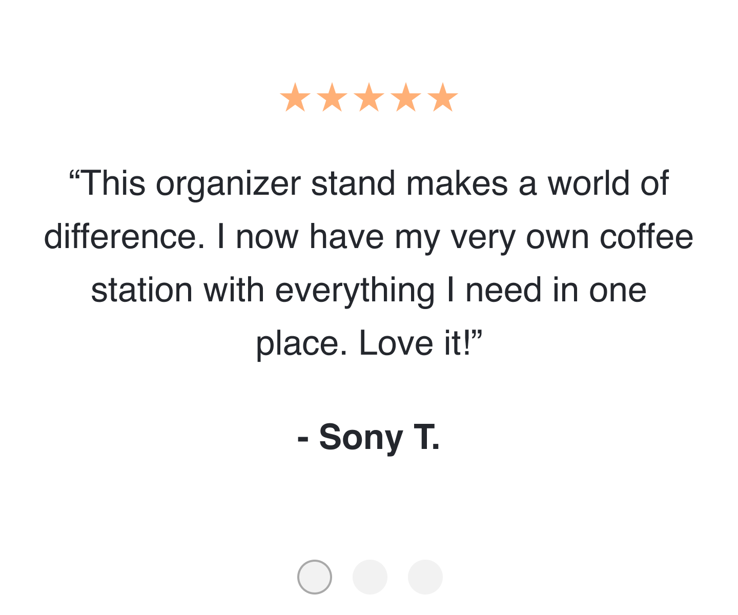 Animated carousel of 5-star customer reviews