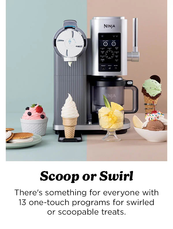 Scoop or Swirl --- There's something for everyone with 13 one-touch program for swirled or scoopable treats.
