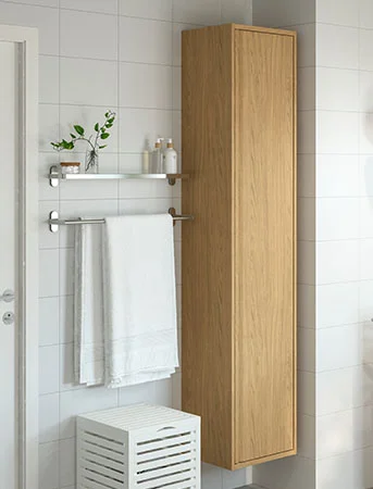 The ÄNGSJÖN high cabinet in oak effect.