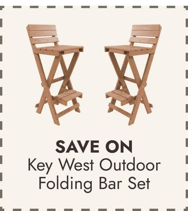 Key West Fully Assembled All-Weather Outdoor Folding Bar Set - 3-piece