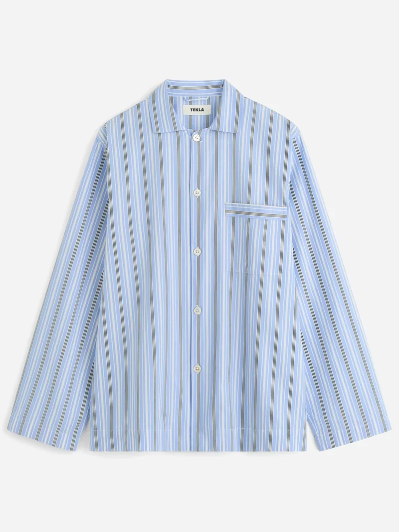 Image of TEKLA Poplin Pyjama shirt - Stave Stripes