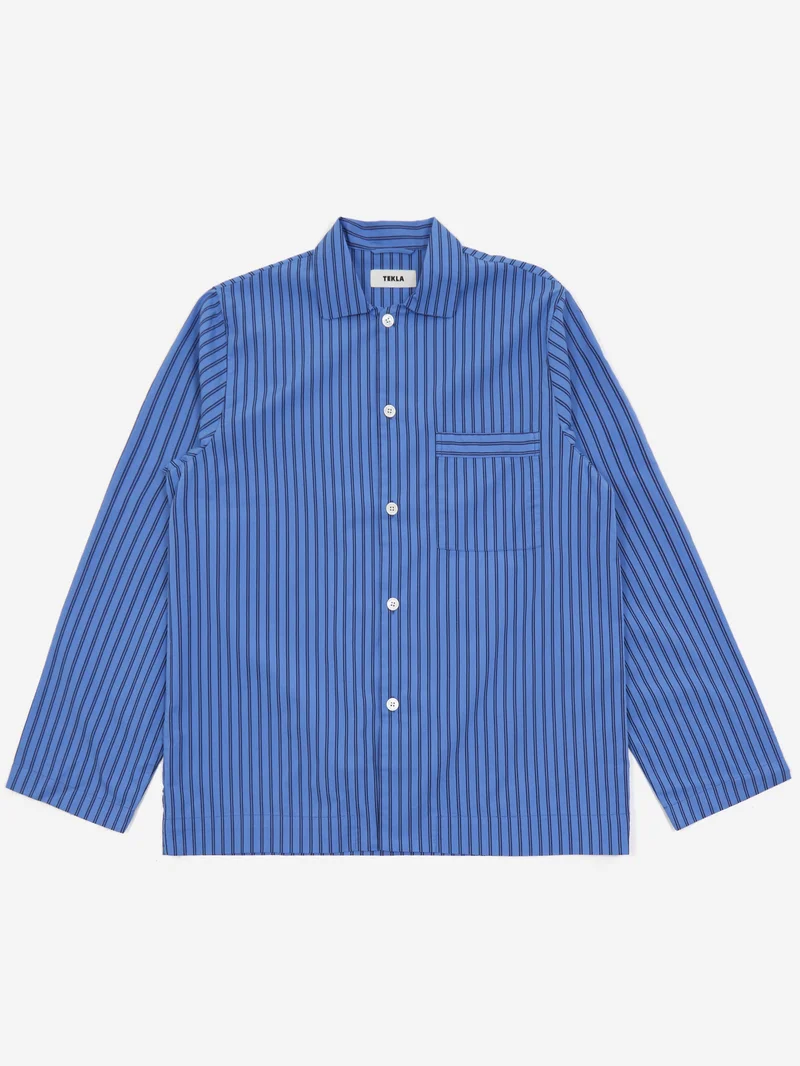 Image of TEKLA Cotton Poplin Pyjama Shirt - Boro Stripes