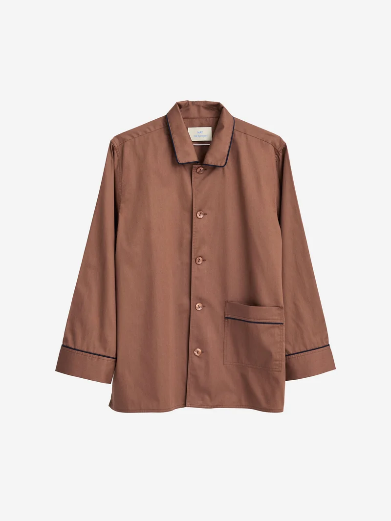 Image of HAY Outline Pyjama Longsleeve Shirt - Milk Chocolate