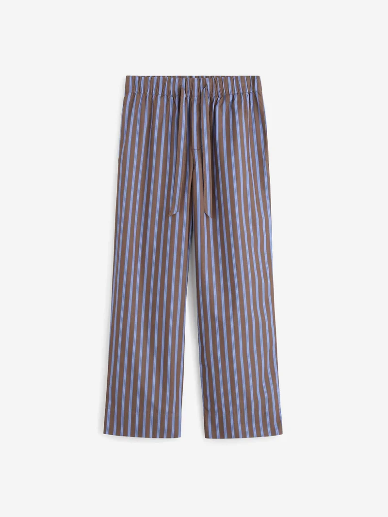 Image of TEKLA Poplin Pyjama Pants - Chestnut Stripes