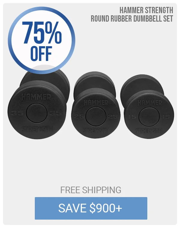 Hammer Strength Round Rubber Dumbbells - Outlet | 75% OFF