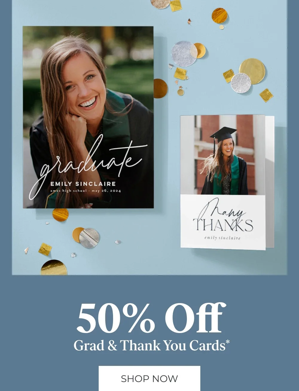 Free Shipping (No Min) + Up to 50% Off So Many Items, 50% Off Grad & Thank You Cards