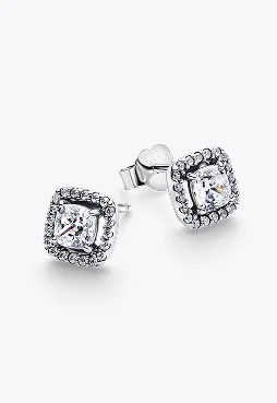 Square Halo Stud Earrings