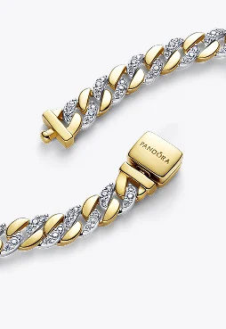 Two-tone Pavé Cuban Chain Bracelet
