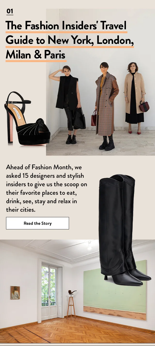 Three Italian designers, designer heels, designer boots and a museum interior.