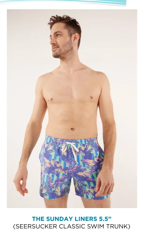 Seersucker Classic Swim Trunk: The Sunday Liners 5.5"