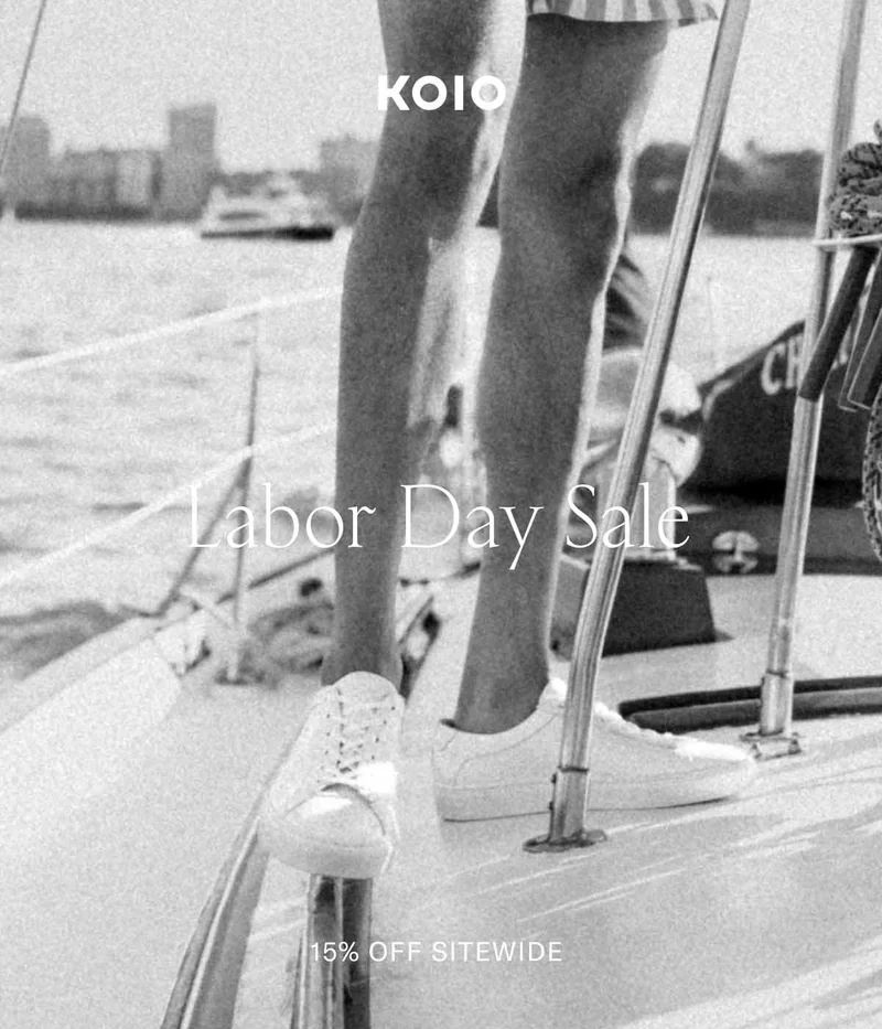 Koio. Labor Day Sale. 15% Off Sitewide