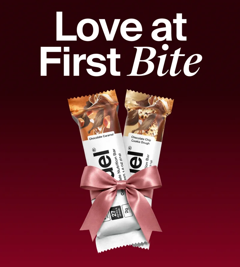 Love at first bite: Bouquet of Huel Bars tied with a bow.