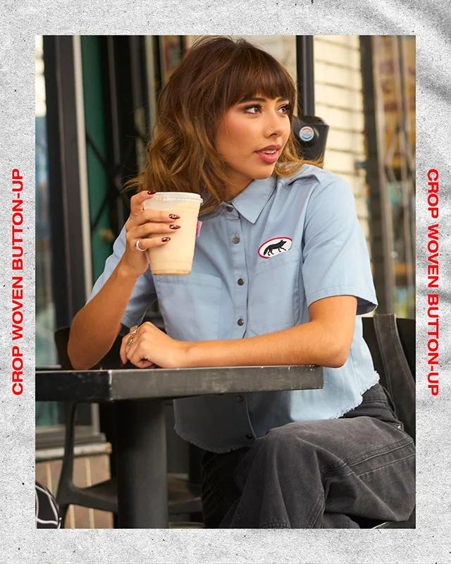 Crop Woven Button-Up