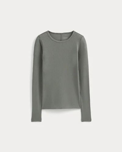 Image | The Luxe Rib Long-Sleeve Crew | Agave Green