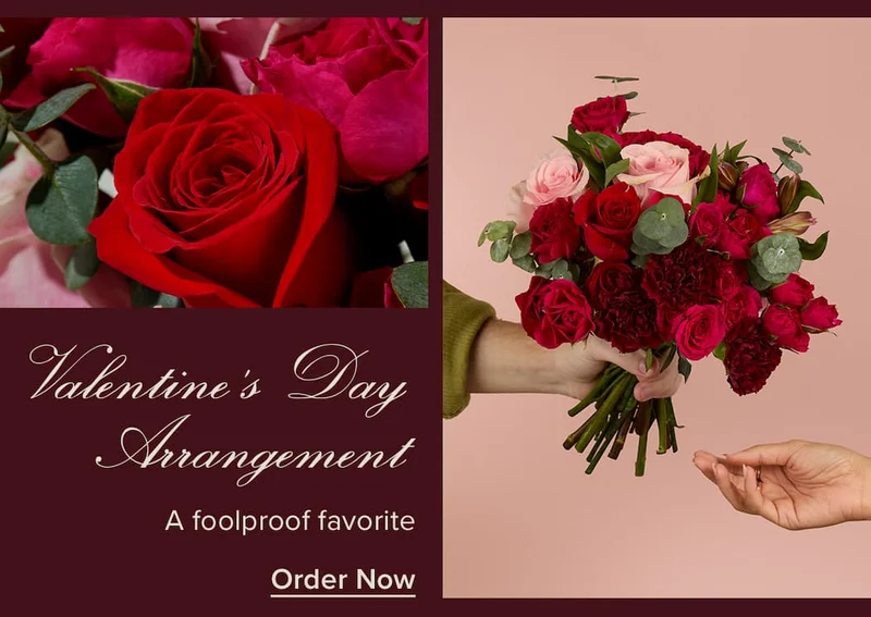Valentine's Day Arrangement: A foolproof favorite. Order Now