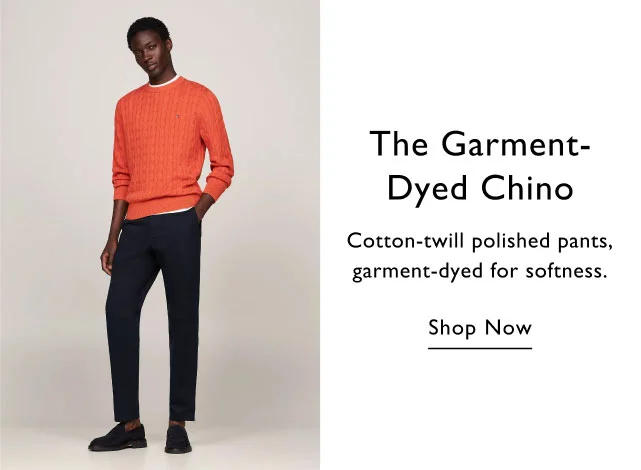 The garment-dyed chino                                            Cotton-twill polished pants, garment-dyed for softness.                                            Shop now