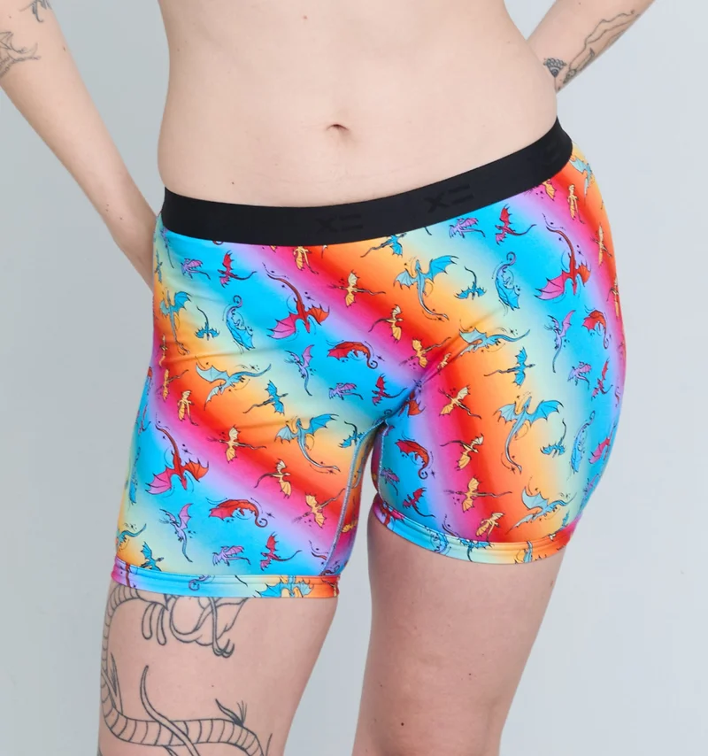 Image of 6" No Fly Boxer Briefs - Pride Rainbow Dragon