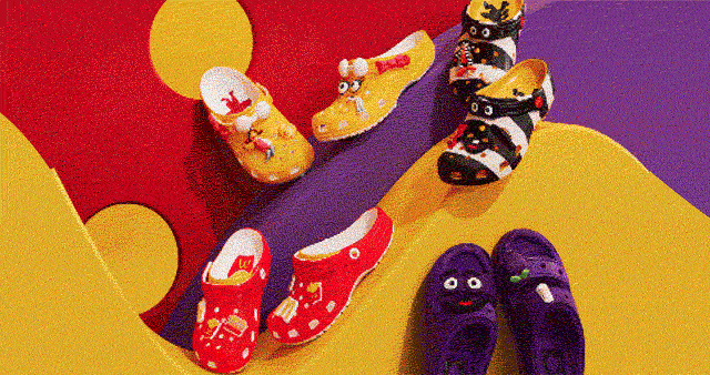 Grimace and his friends Birdie, Hamburglar and Fry Kids have Crocs for you.