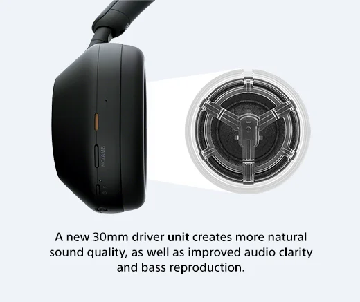 A new 30mm driver unit creates more natural sound quality, as well as improved audio clarity and bass reproduction.