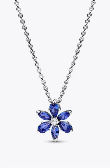 Sparkling Blue Herbarium Cluster Pendant Necklace