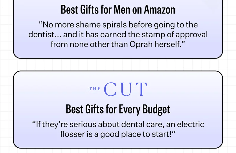 Best Gifts for Men on Amazon - “No more shame spirals before going to the dentist... and it has earned the stamp of approval from none other than Oprah herself.” | The Cut - Best Gifts for Every Budget - “If they’re serious about dental care, an electric flosser is a good place to start!”
