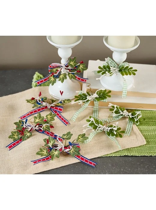 Set of 8 Seasonal Embellishments with Ribbon by Valerie
