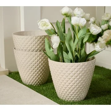 Jennings Set of 3 Medium Pearlescent Diamond 11-3/4" Planters