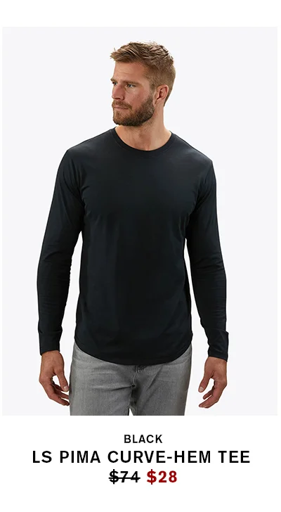 Pima Long Sleeve Curve-Hem Tee