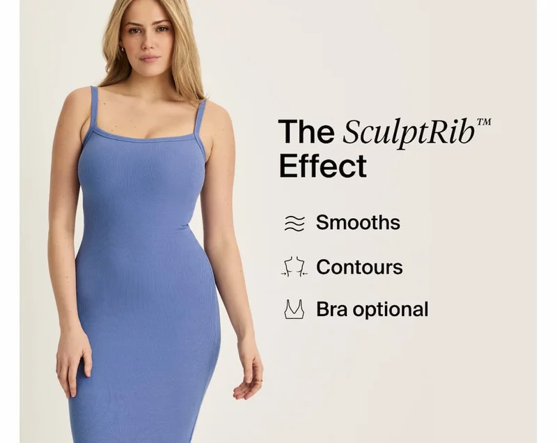 The SculptRib effect: smooths, contours, bra-optional