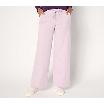 Denim & Co. Active French Terry TallWide Leg Pant  Size Tall 4X  Dusty Lavender