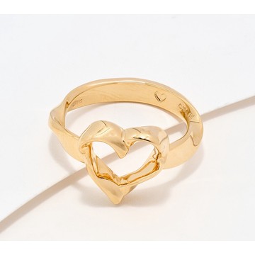 Christian James by Scott Grimes 14K Gold Clad Open Heart Ripple Ring