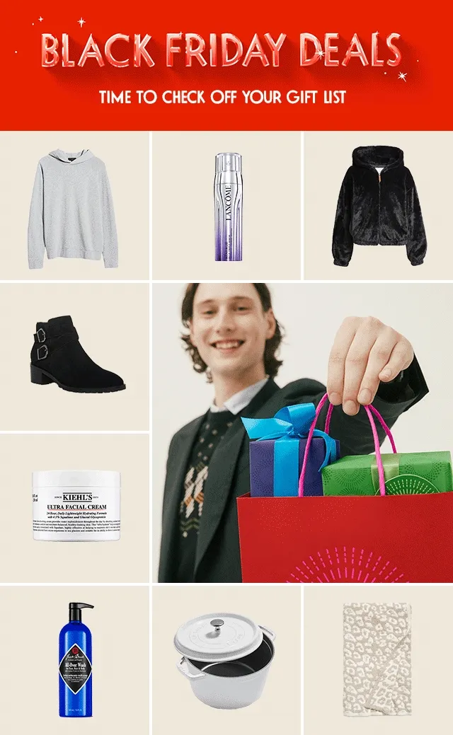 Black Friday Deals: check off your gift list. An assortment of products on sale.