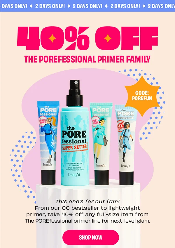 40% Off Porefessional Primer Family