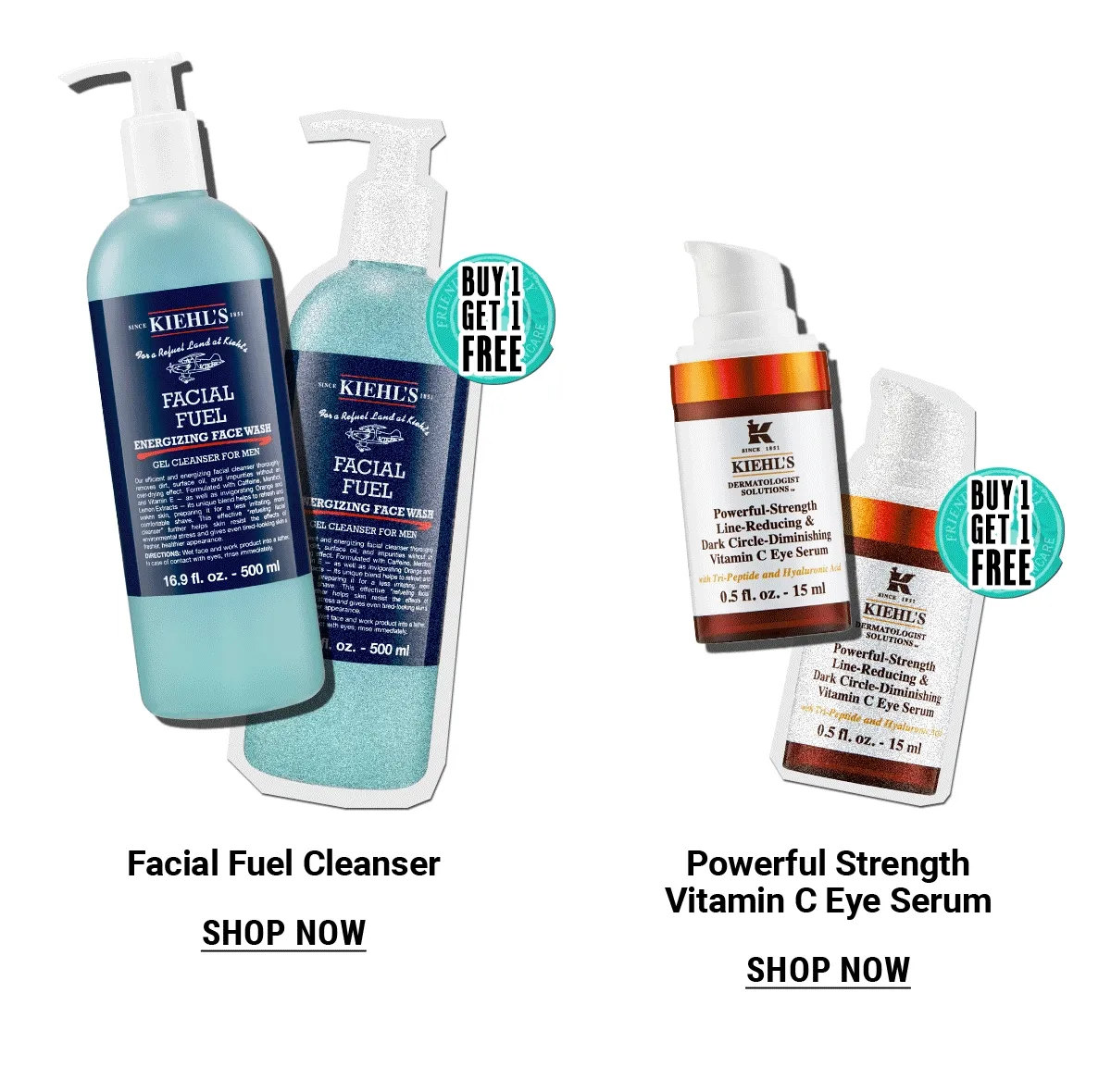 Facial Fuel Cleanser, Powerful Strength Vitamin C Eye Serum