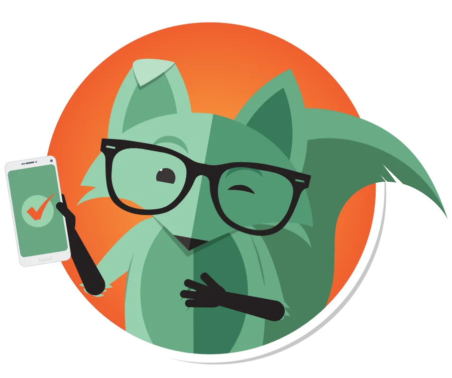 Mint Fox with phone