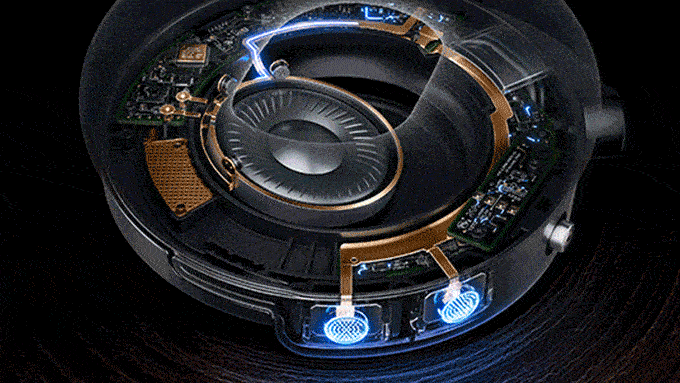 A cut-out of Dyson OnTrac headphones.