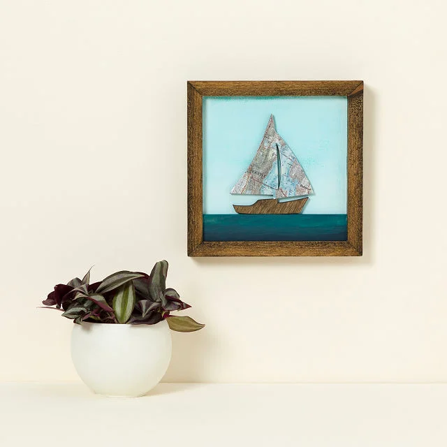 Personalized Sailboat Wood Map