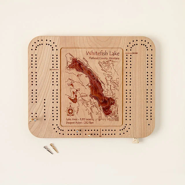 Custom Lake Art Cribbage Board
