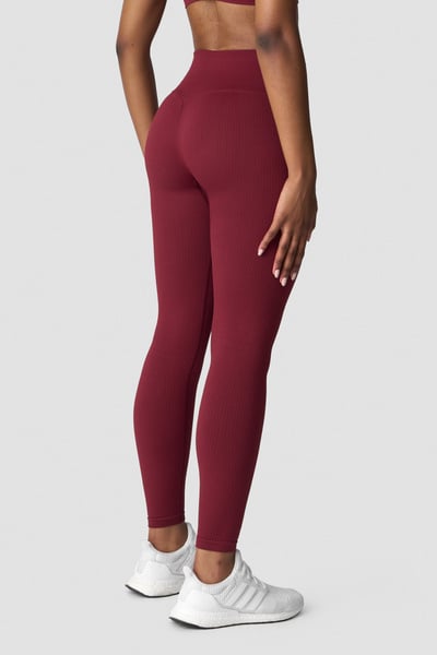 Image of Ribbed Define Seamless V-shape Tights Burgundy
