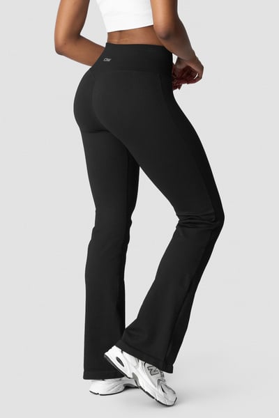Image of Ribbed Define Seamless Flared Tights Black
