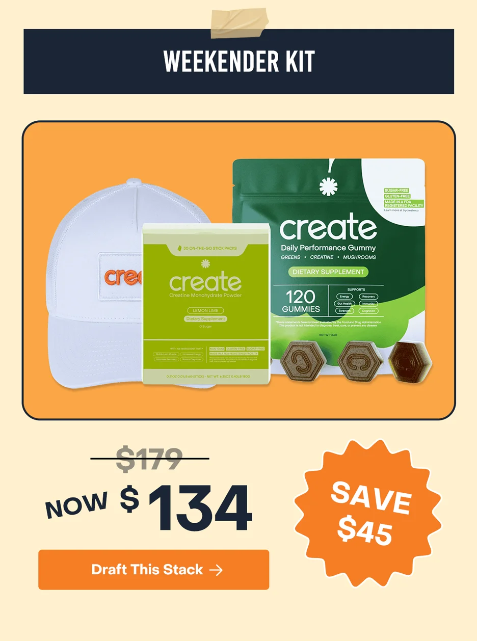 Weekender Kit: Now $134. Save $45 when you draft this stack.