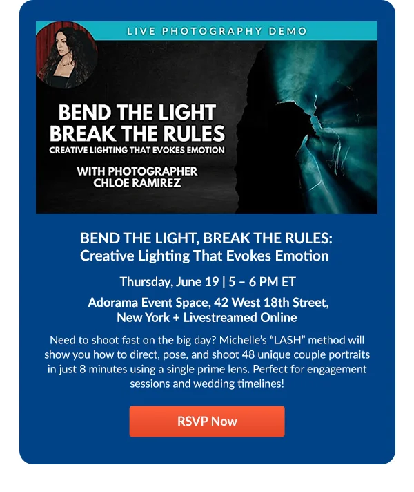 BEND THE LIGHT, BREAK THE RULES: Creative Lighting That Evokes Emotion   Thursday, June 19 | 5 – 6 PM ET