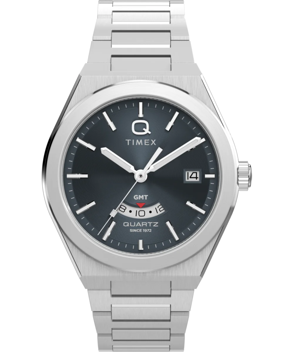 Image of Q Timex® Continental GMT 39mm Stainless Steel Bracelet Watch