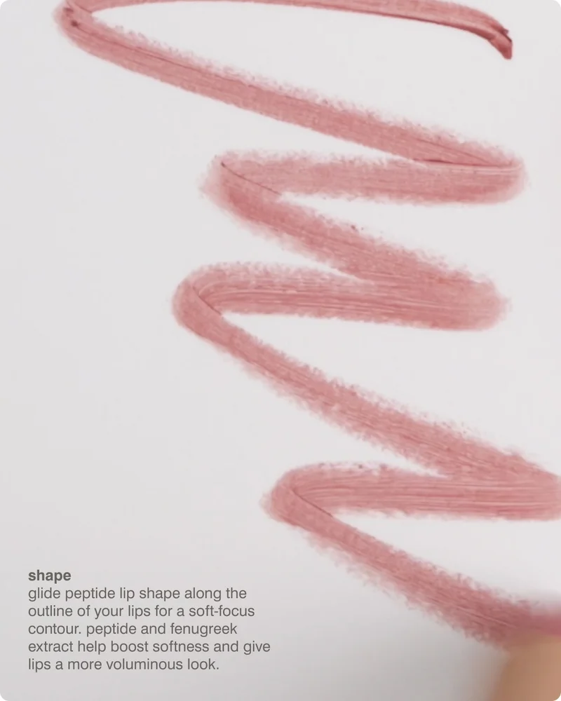 shape: glide peptide lip shape along the outline of your lips for a soft-focus contour. peptide and fenugreek extract help boost softness and give lips a more voluminous look.