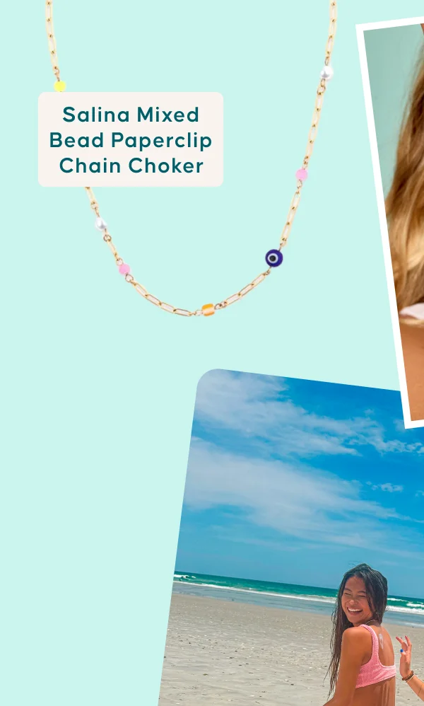 Salina Mixed Bead Paperclip Chain Choker