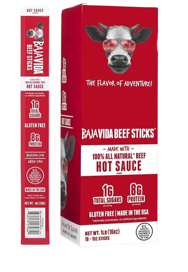Image of Baja Vida 100% All-Natural Beef Jerky - Hot Sauce (16CT)