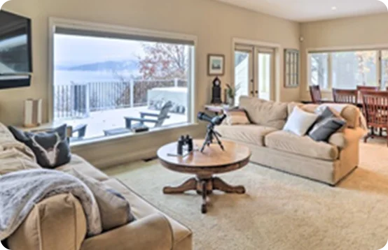 Relax in a stylish private home rental with sweeping views of Big Sky Country in Whitefish Lake, Montana.
