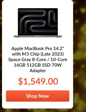 Apple MacBook Pro 14.2inches with M3 Chip (Late 2023) 8-Core / 10-Core 16GB 512GB SSD Space Gray 70W Adapter