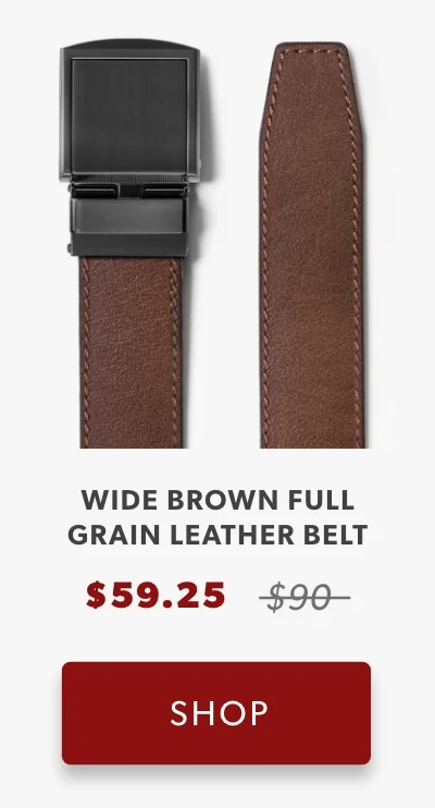 Wide Brown Full Grain Leather Belt