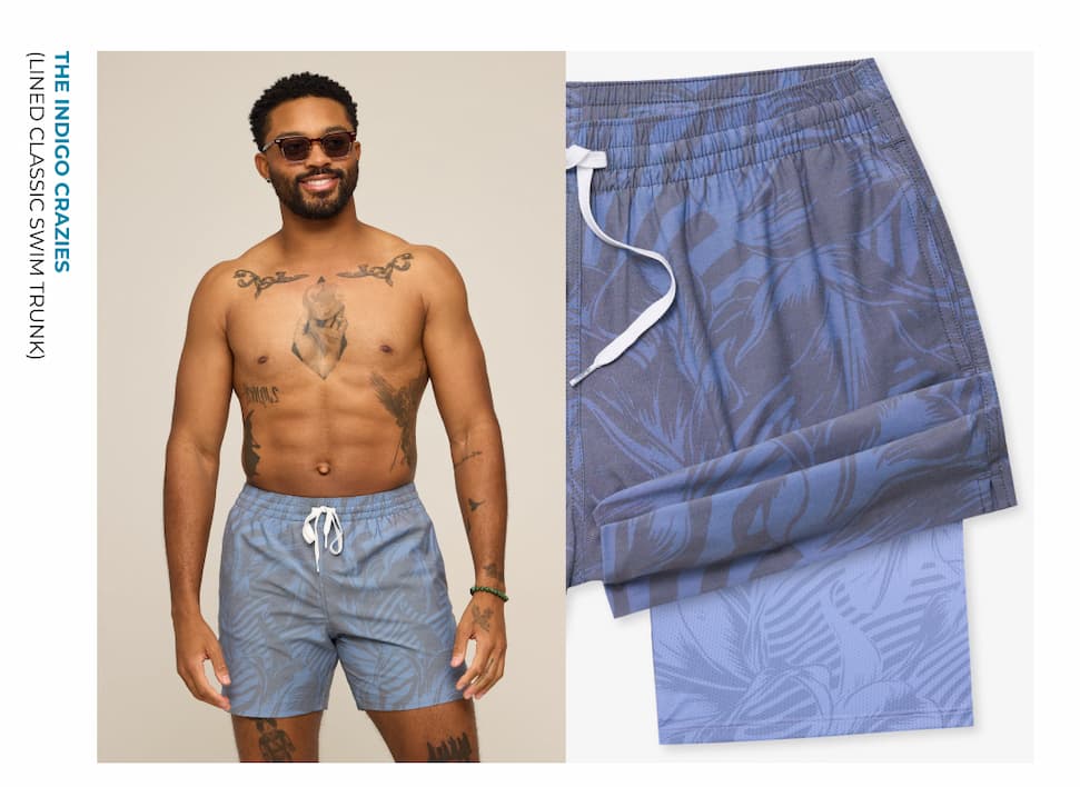 Lined Classic Swim Trunk: The Indigo Crazies